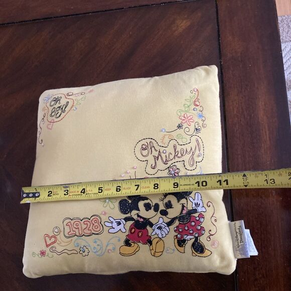 Walt Disney World Resort Oh Boy Mickey & Minnie Mouse Throw Pillow Yellow 11" - Picture 14 of 16